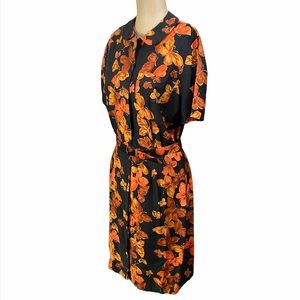 VINTAGE SERBIN Orange Butterfly House Dress